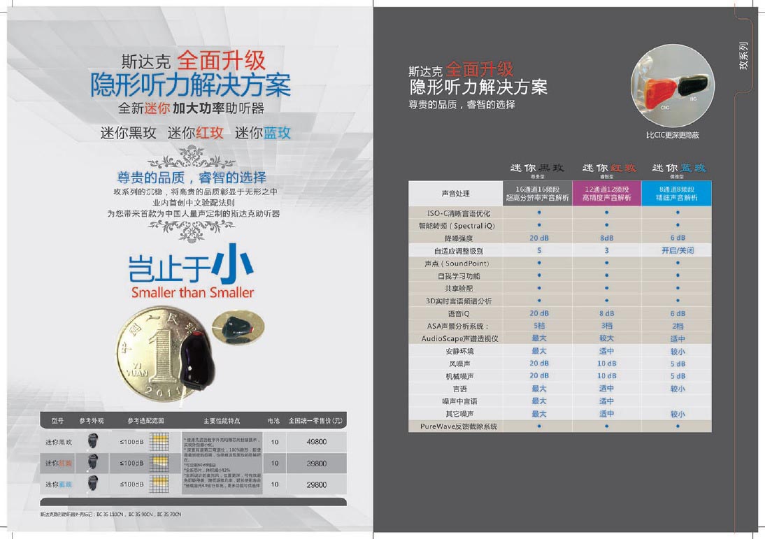 斯达克【黑玫,红玫,蓝玫】助听器价格表-世界上最小的隐形助听器